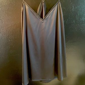 STRETCH SILK CAMI WITH ROSE GOLD HARDWARE AND MESH DESIGN